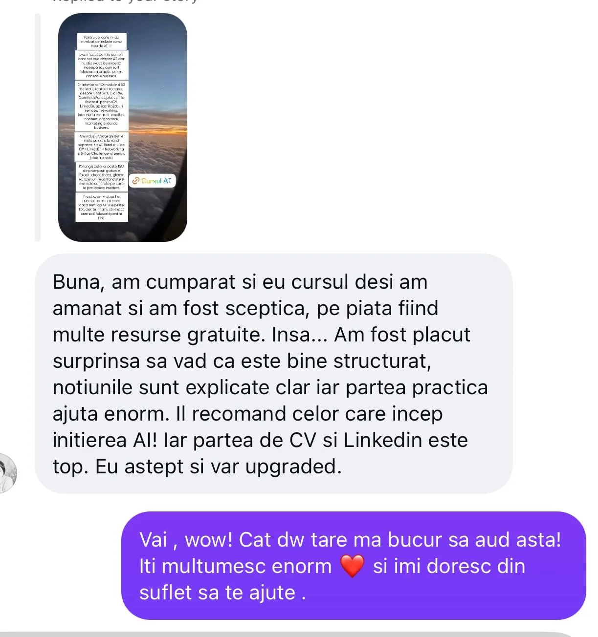 Mesaj WhatsApp de la un participant
